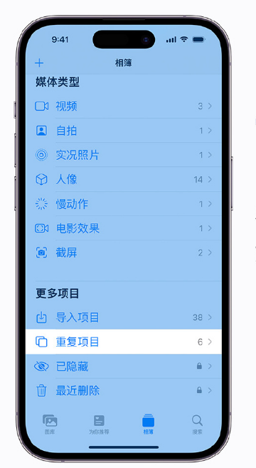 东昌苹果手机维修分享升级 iOS 16 后无法查看到“重复项目”相簿怎么办 