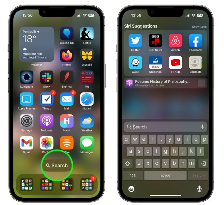 东昌苹果手机维修分享升级到 iOS 16 后，如何删除主屏幕上的搜索按钮 